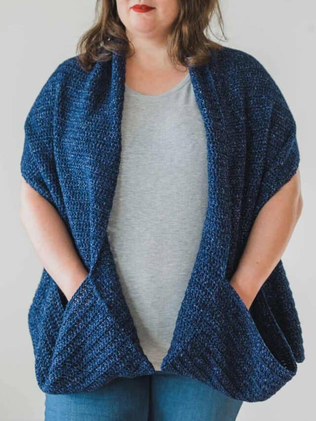 Crochet Shawl With Pockets Pattern For Beginners-5