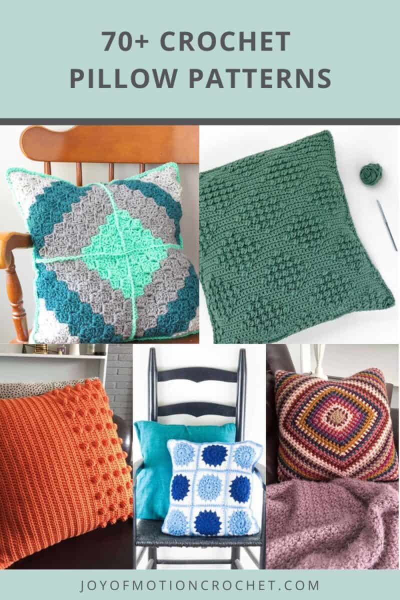 Pinterest image for crochet pillow patterns.