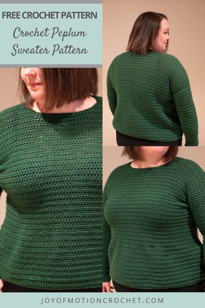 Crochet Peplum Sweater Pattern Pinterest graphic