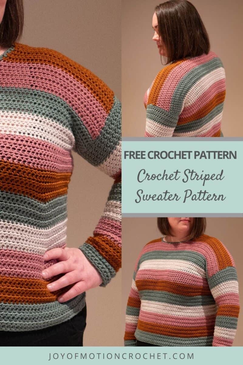 Striped Crochet Sweater Pattern Pinterest Graphic