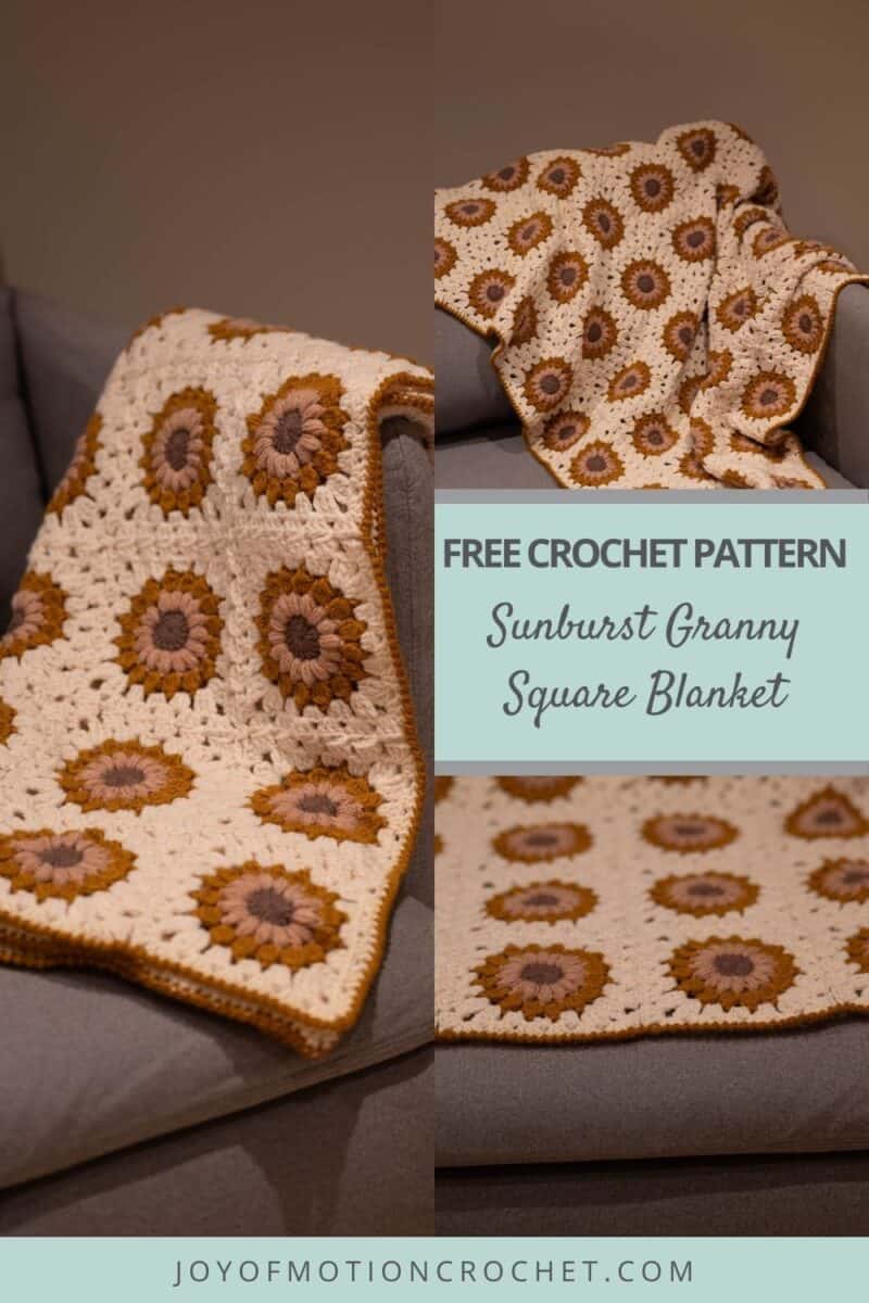 Crochet Sunburst Granny Square Blanket Pinterest Graphic