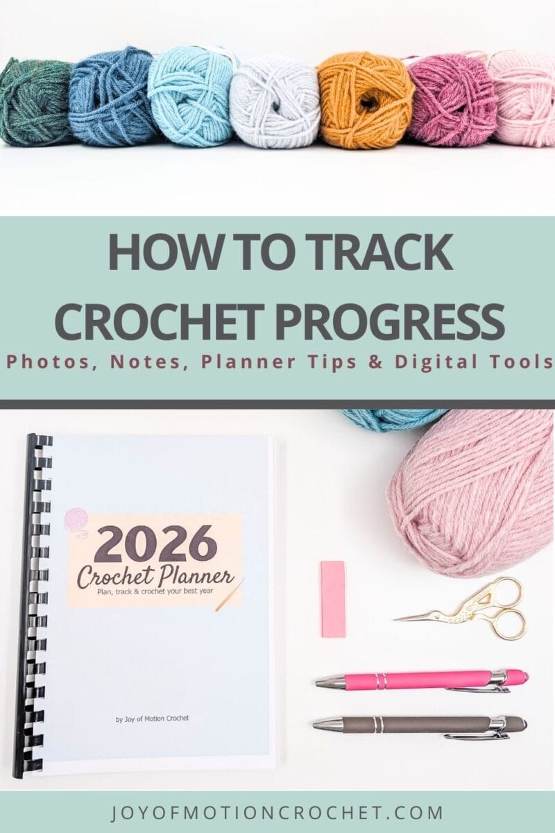how to track crochet progress - pinterest graphic
