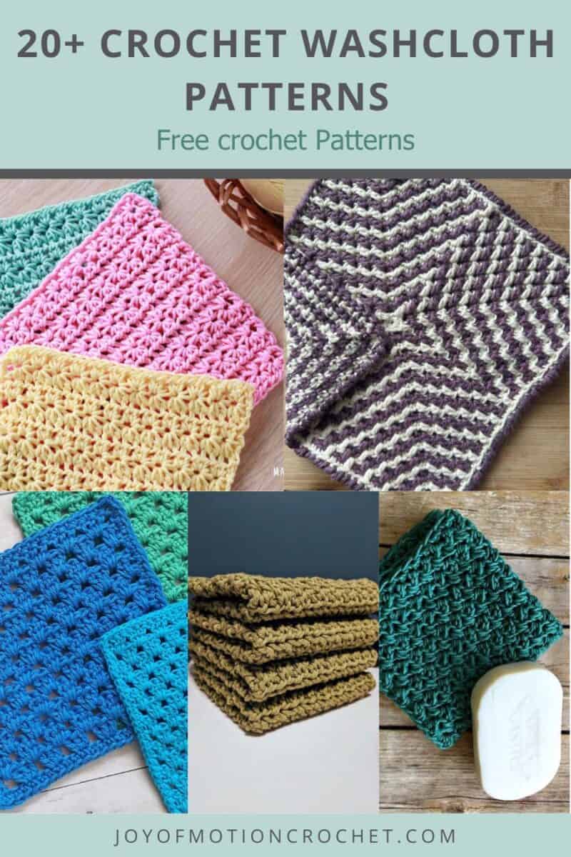 crochet washcloth patterns Pinterest graphic with text