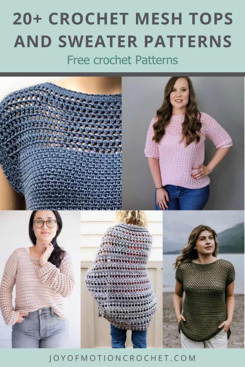 crochet mesh tops and sweater patterns Pinterest graphic with text