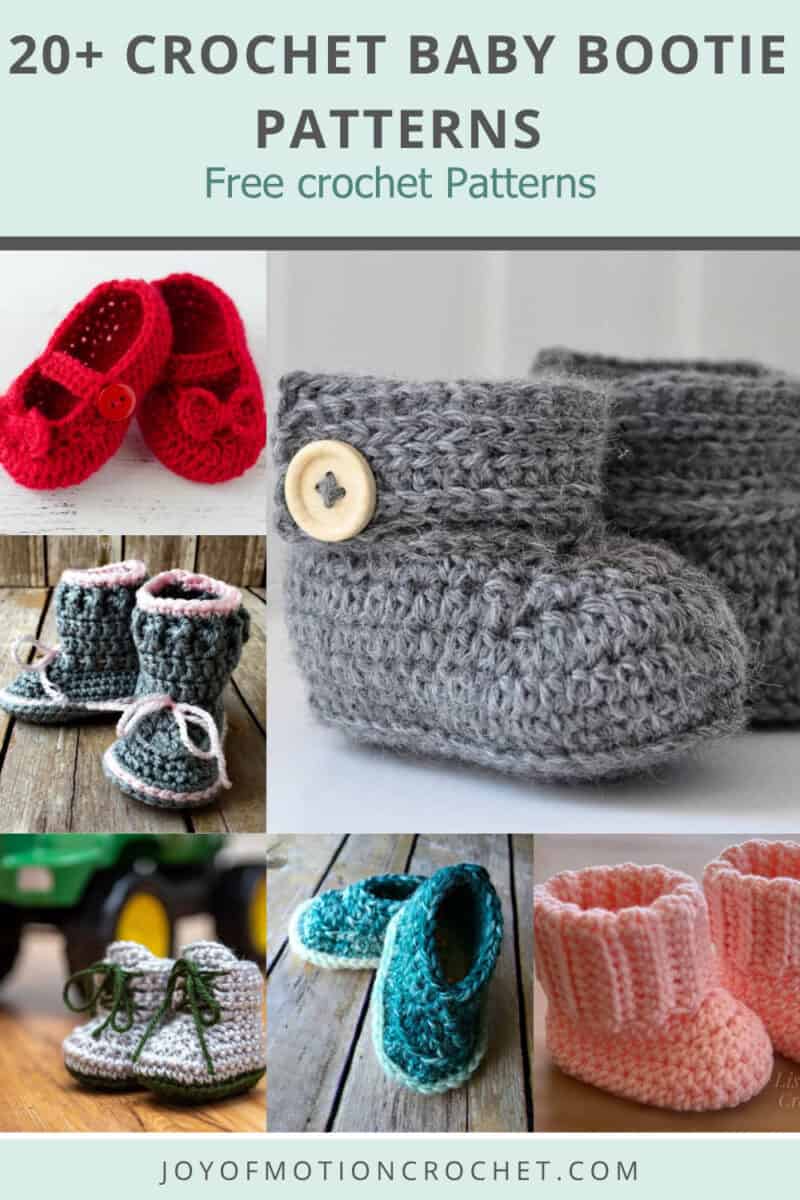 crochet baby booties patterns Pinterest graphic with text