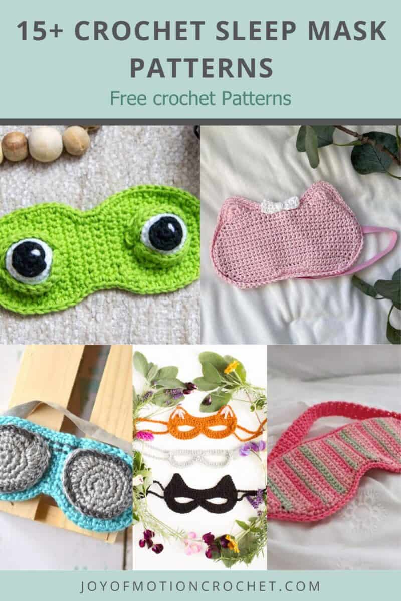 crochet sleep mask Pinterest graphic with text