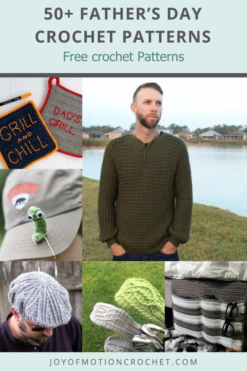 father's day crochet patterns Pinterest graphic with text