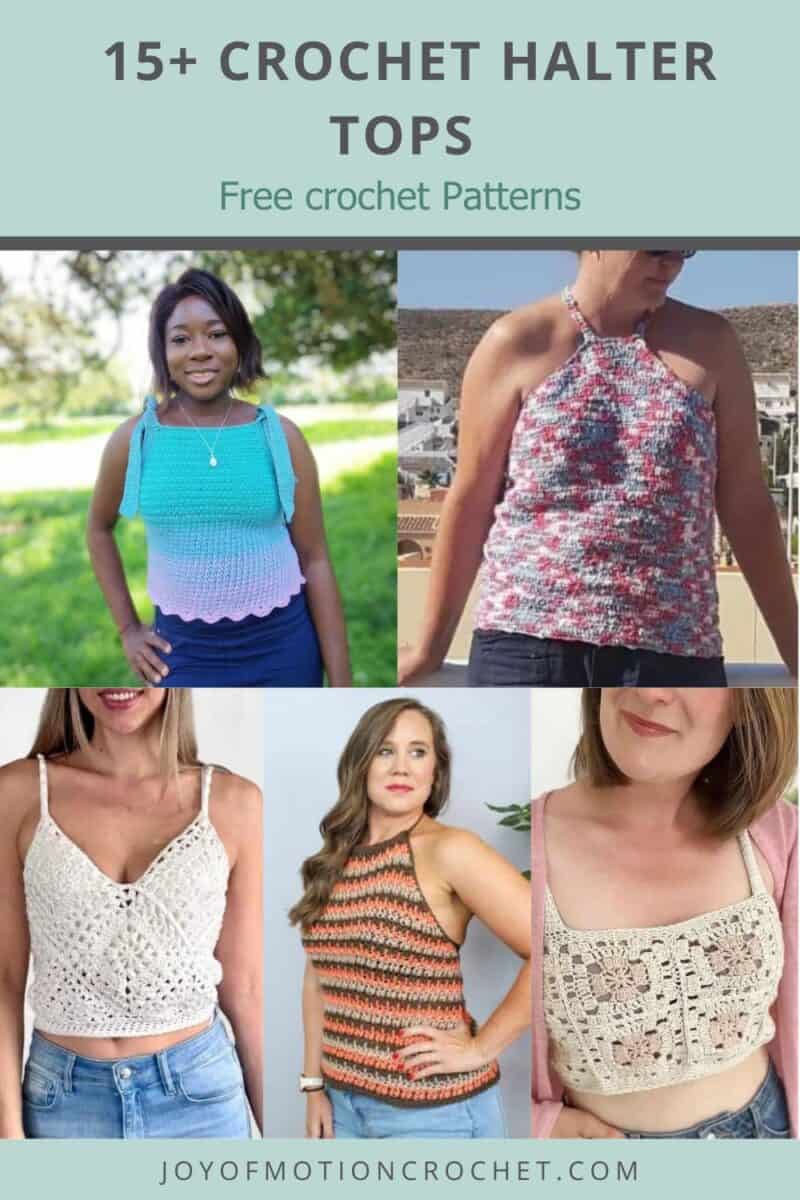 crochet halter tops Pinterest graphic with text