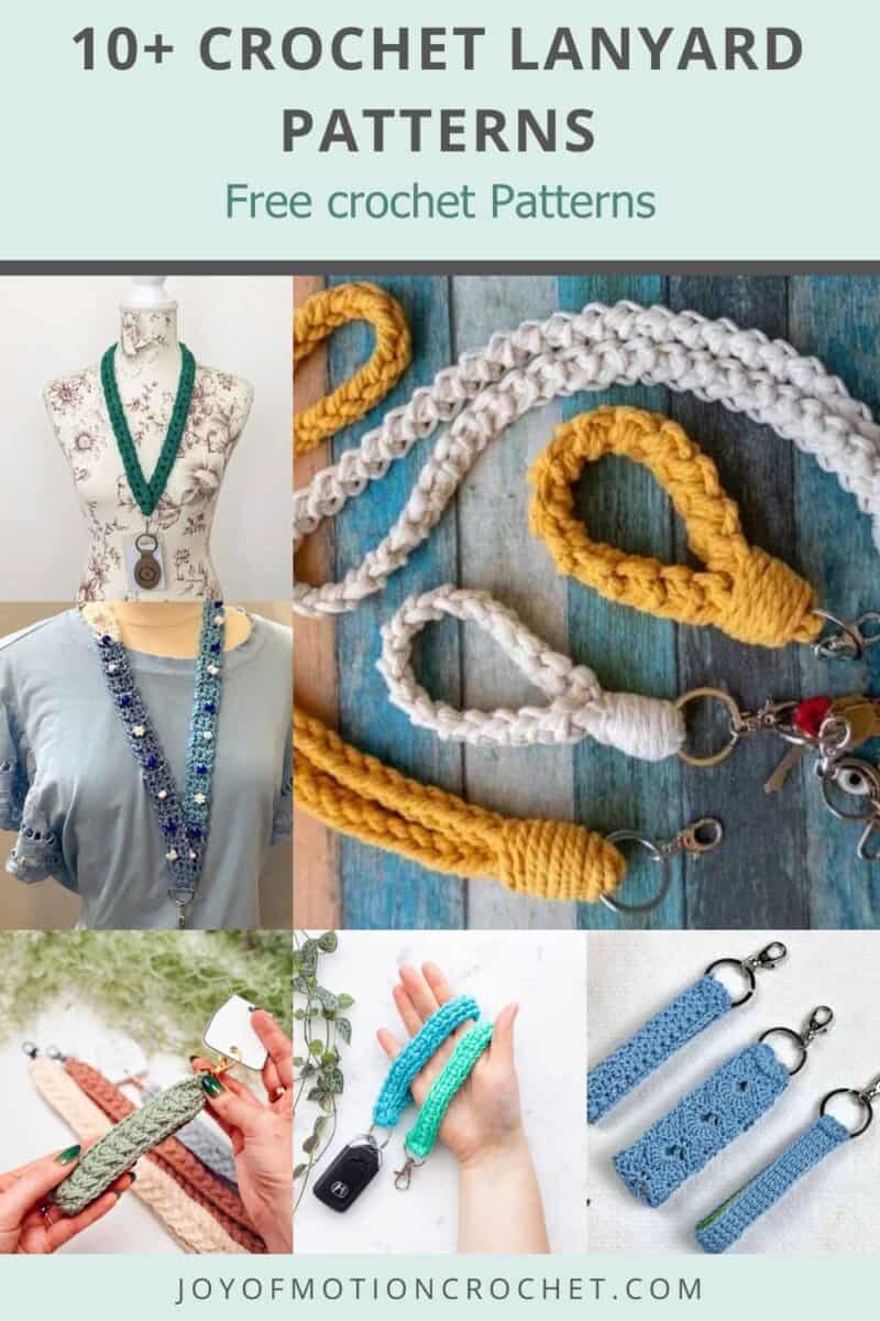 crochet lanyard patterns Pinterest graphic with text