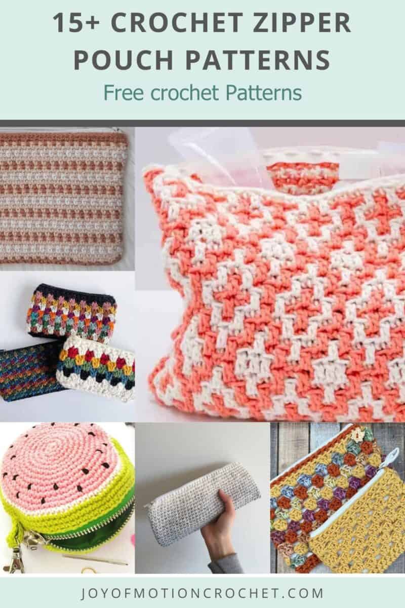 crochet zipper pouch patterns Pinterest graphic with text