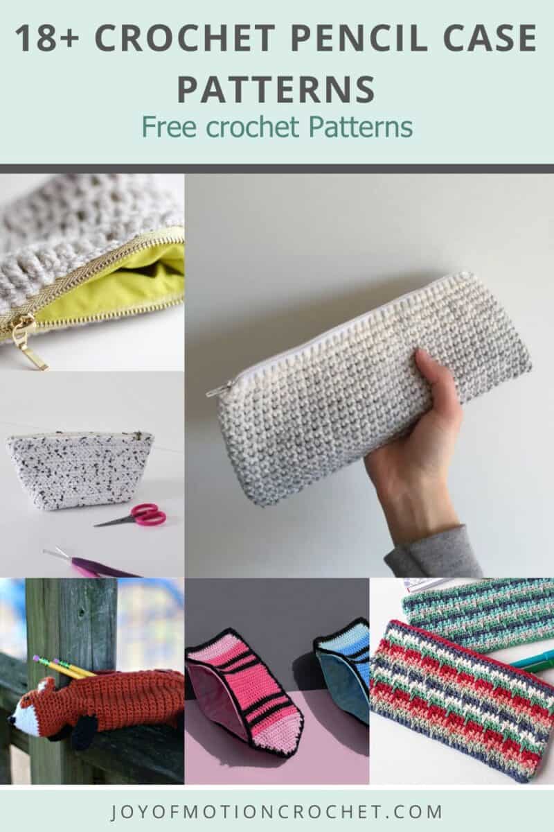 crochet pencil case patterns Pinterest graphic with text