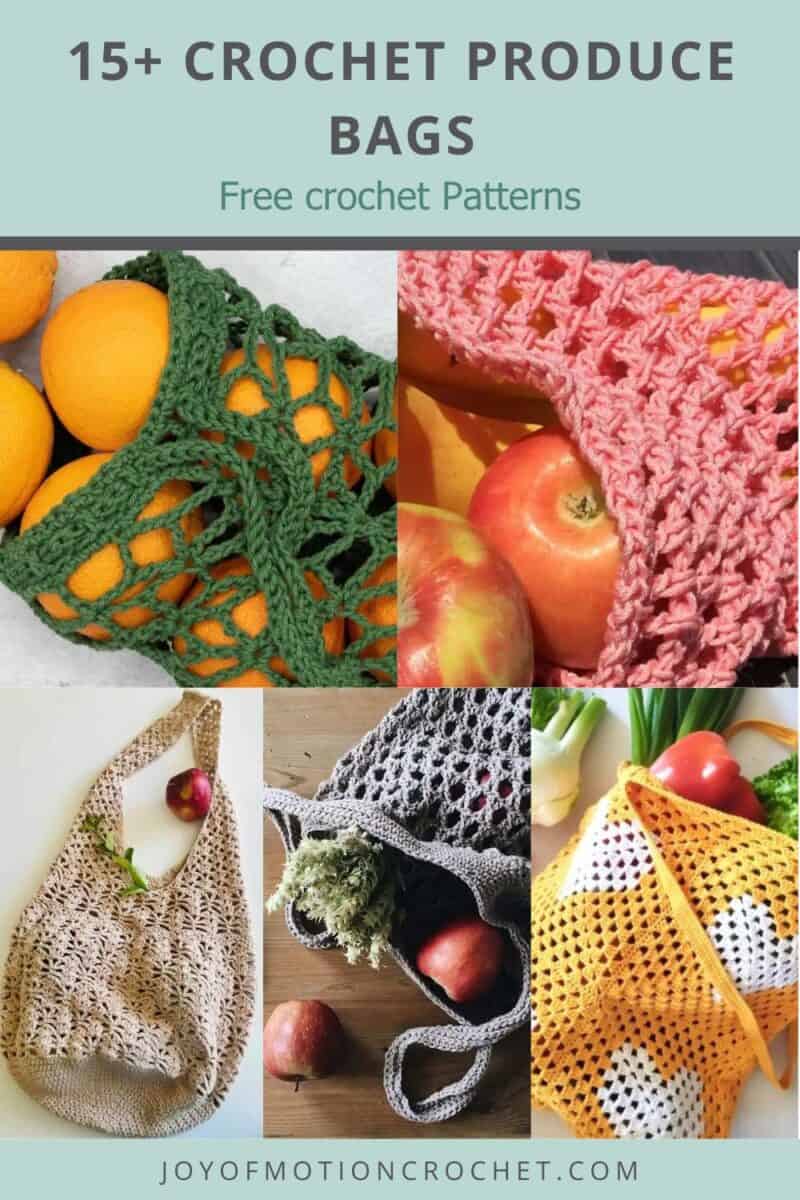 crochet produce bag Pinterest graphic with text